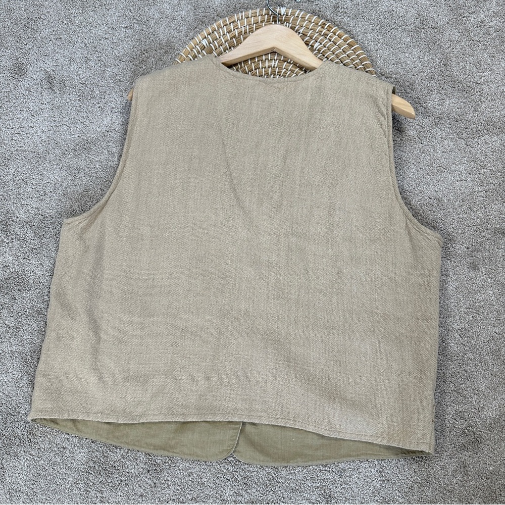Tantrums Vintage Floral Embroidered Safari Patchwork Woven Cotton Vest in Tan 1X - Picture 6 of 9